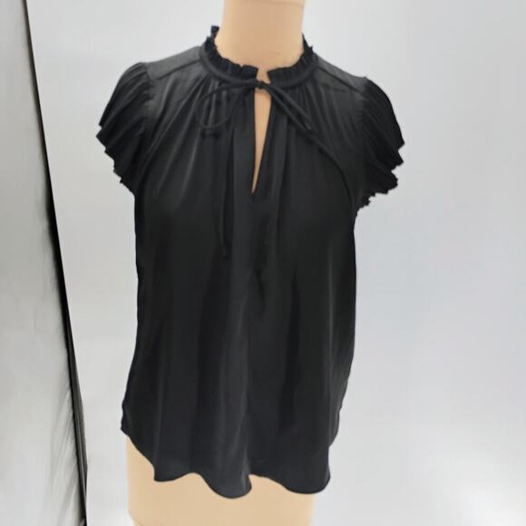 PHILOSOPHY Black V-Neck Ruffle Sleeve Tank Top Women's Size S - Picture 3 of 13